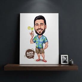  - Karikatürlü Tatil Yapan Erkek Kanvas Tablo