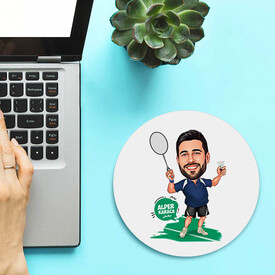 Karikatürlü Tenis Oyuncusu Erkek Mousepad - Thumbnail