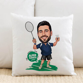  - Karikatürlü Tenis Oyuncusu Erkek Yastık