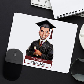  - Karikatürlü Üniversiteli Erkek Öğrenci Mezuniyet Mousepad