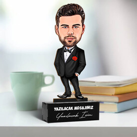 Karikatürlü Yakışıklı Adam Masa Biblosu - Thumbnail