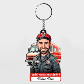  - Karikatürlü - Yakışıklı Ambulans Şoförü İsimli Anahtarlık