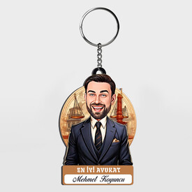  - Karikatürlü - Yakışıklı Erkek Avukat İsimli Anahtarlık
