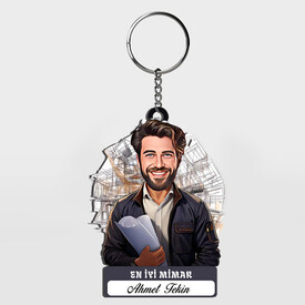  - Karikatürlü - Yakışıklı Mimar İsimli Anahtarlık