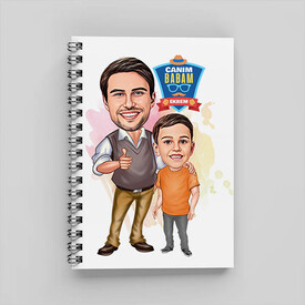 Karizmatik Baba ve Oğlu Karikatürlü Defter - Thumbnail