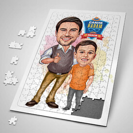  - Karizmatik Baba ve Oğlu Karikatürlü Puzzle