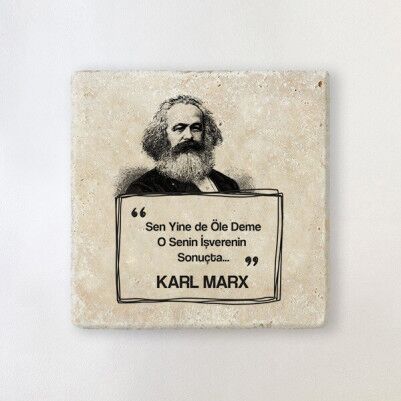  - Karl Marx Esprili Taş Bardak Altlığı