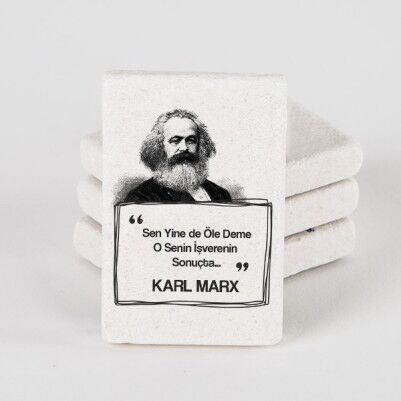 Karl Marx Esprili Taş Buzdolabı Magneti - Thumbnail