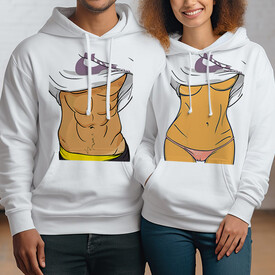  - Kaslı Çiftler Kapşonlu Polar Sweatshirt