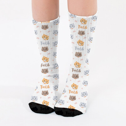 Kedi Severlere Özel İsimli Çorap - Thumbnail