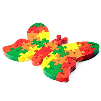  - Kelebek Şeklinde Rakamlı Ahşap Puzzle