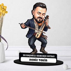  - Kemençe Ustası Müzisyen Erkek Karikatürlü Biblo