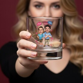  - Kendilerine Güvenen Çiftler Karikatürlü Viski Kadehi