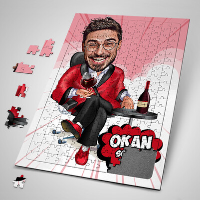  - Keyfine Düşkün Adam Karikatürlü Puzzle