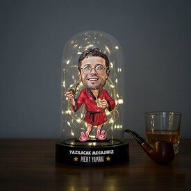  - Keyifçi Adam Karikatürlü Işıklı Fanus Biblo