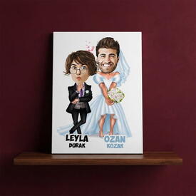  - Kılıbık Damat Karikatürlü Kanvas Tablo
