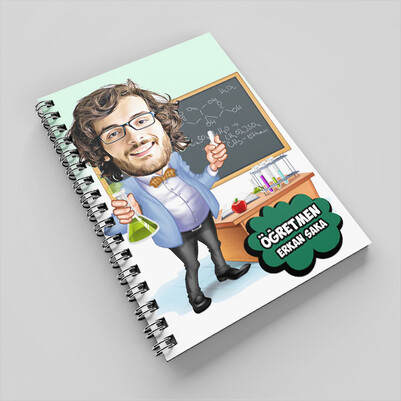 Kimya Öğretmeni Karikatürlü Defter - Thumbnail