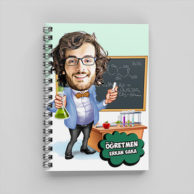 Kimya Öğretmeni Karikatürlü Defter - Thumbnail