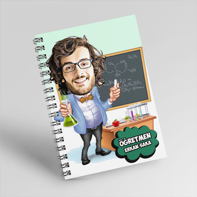 Kimya Öğretmeni Karikatürlü Defter - Thumbnail