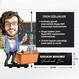 Kimyacı Erkek Öğretmen Karikatürlü Biblo - Thumbnail