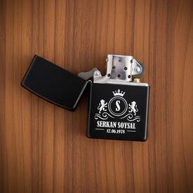  - King Tasarım İsimli Metal Siyah Çakmak