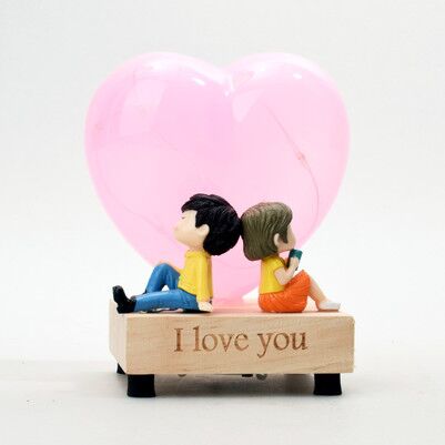Kişiye Özel Aşık Sevgililer Işıklı Biblo - Thumbnail