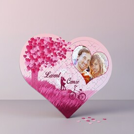  - Kişiye Özel Aşk Ağacı Kalp Puzzle