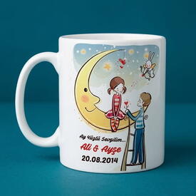  - Kişiye Özel Ay Yüzlü Sevgilim Kupa Bardak