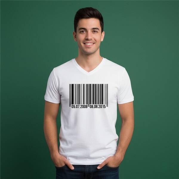 Kişiye Özel Barkod Tasarımlı Erkek Tişörtü