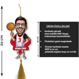 Kişiye Özel Basketbolcu Karikatürlü Araba Süsü - Thumbnail