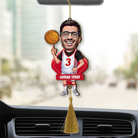 Kişiye Özel Basketbolcu Karikatürlü Araba Süsü - Thumbnail