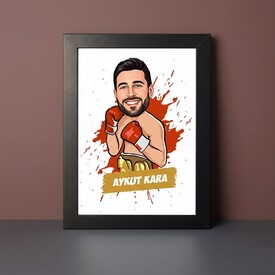  - Kişiye Özel Boksör Karikatürlü Çerçeve