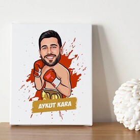  - Kişiye Özel Boksör Karikatürlü Kanvas