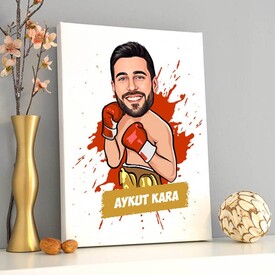 Kişiye Özel Boksör Karikatürlü Kanvas - Thumbnail