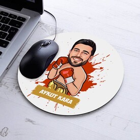 Kişiye Özel Boksör Karikatürlü Mousepad - Thumbnail