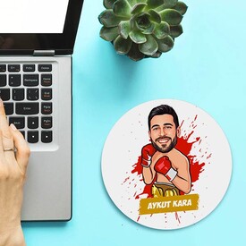 Kişiye Özel Boksör Karikatürlü Mousepad - Thumbnail