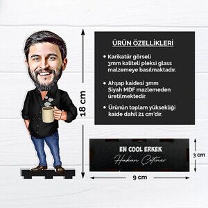 Kişiye Özel Cool Erkek Karikatürlü Biblo - Thumbnail