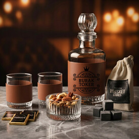 Kişiye Özel Dubai Elite Derili Viski Seti - Thumbnail