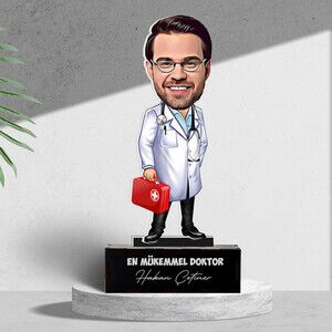 Kişiye Özel Erkek Doktor Karikatürlü Biblo - Thumbnail