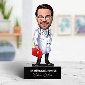 Kişiye Özel Erkek Doktor Karikatürlü Biblo - Thumbnail