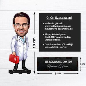 Kişiye Özel Erkek Doktor Karikatürlü Biblo - Thumbnail