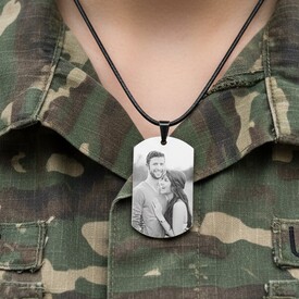 Kişiye Özel Fotoğraflı Metal Asker Künyesi - Thumbnail