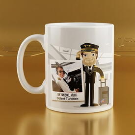  - Kişiye Özel Fotoğraflı Pilot Kupa Bardak