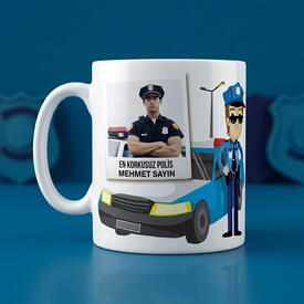  - Kişiye Özel Fotoğraflı Polis Kupa Bardak