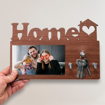 Kişiye Özel Home Fotoğraflı Anahtarlık Askısı - Thumbnail