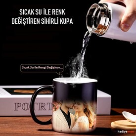 Kişiye Özel İki Fotoğraflı Sihirli Kupa Bardak - Thumbnail