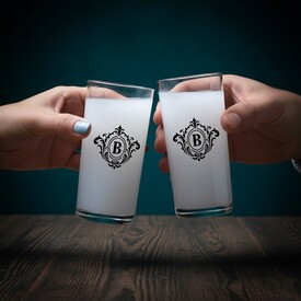  - Kişiye Özel İsim Baş Harfli Orijinal İkili Rakı Bardağı