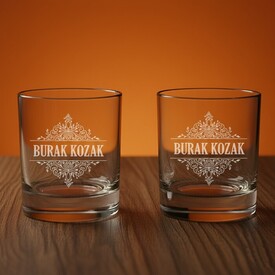  - Kişiye Özel İsimli İkili Prestige Glass Viski Bardağı