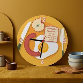  - Kişiye Özel Kahvaltı Tabağı Duvar Saati