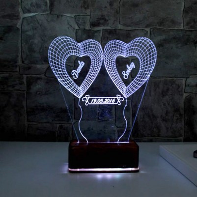  - Kişiye Özel Kalp Tasarımlı 3D LED Lamba